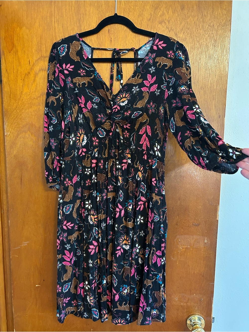 torrid Black Floral & Leopard-Accent Dress